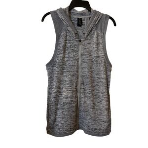 Active Life Women's Hooded Vest Large Fu Zip Sleeveless Gray